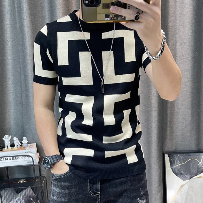 Luxury Men’s Autumn 2024 Slim Fit O-neck Streetwear T-shirt