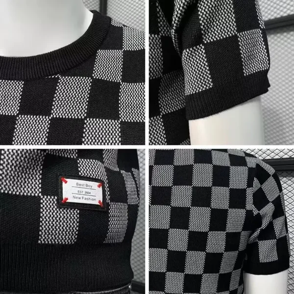 Men’s Summer Plaid T-Shirt – Lightweight Silk Feel, Loose Fit – Image 5