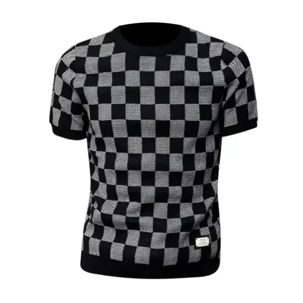 Men’s Summer Plaid T-Shirt – Lightweight Silk Feel, Loose Fit – Image 6