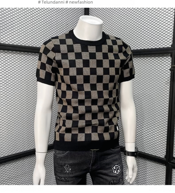 Men’s Summer Plaid T-Shirt – Lightweight Silk Feel, Loose Fit – Image 3