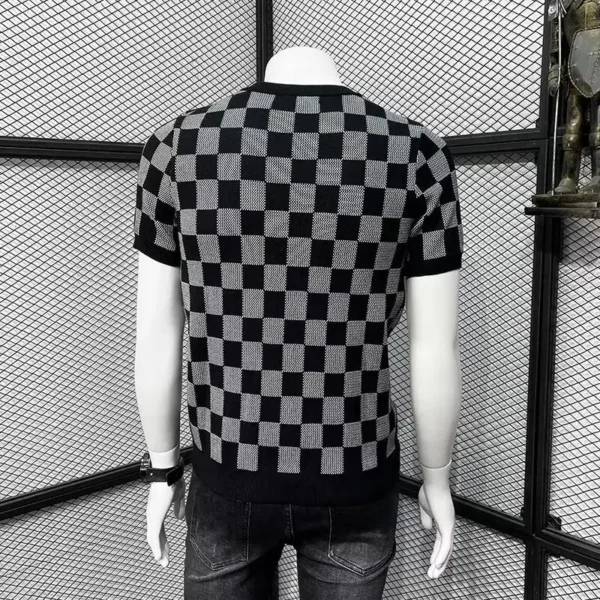 Men’s Summer Plaid T-Shirt – Lightweight Silk Feel, Loose Fit – Image 4
